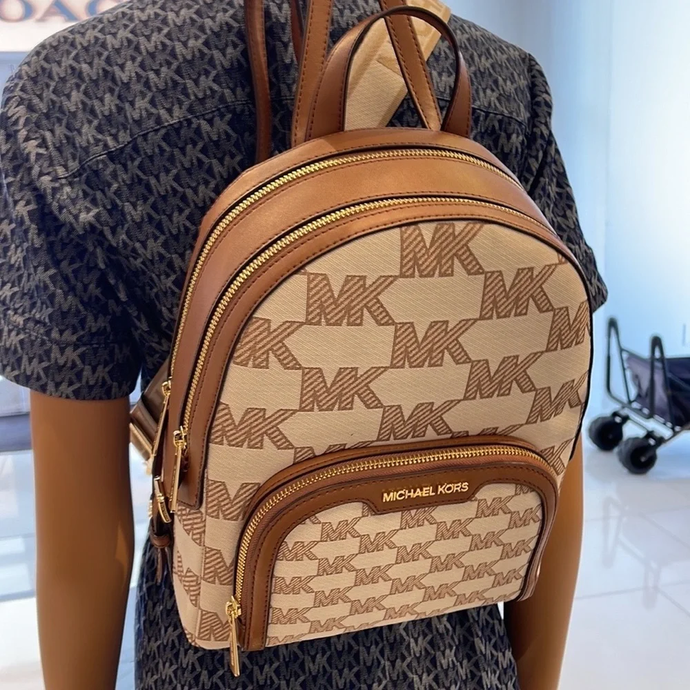 Michael Kors Jaycee Medium Logo Zip Pocket Backpack   35S3G8TB2J LUGGAGE